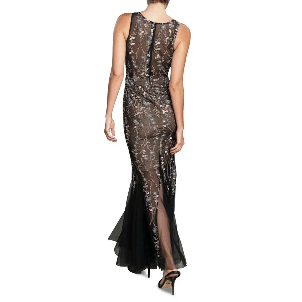 Dress The Population Selena Floral Embroidery‎ Sleeveless Body-Con Gown Sz Small